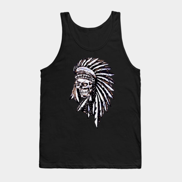 Native American Indian Skull Headdress Tank Top by Atomus